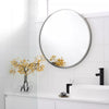 Sliver Large Round Mirror Geometric WallMount Bathroom Vanity Makeup Metal Frame