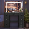Crystal handle Dressing Table with 7Drawers Makeup Desk Vanity Table LED Mirrow