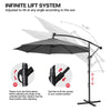 3M Garden Cantilever Parasol w/ LED Lights Outdoor Banana Hanging Tilt Crank