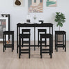 7 Piece Bar Set Black Solid Wood Pine vidaXL