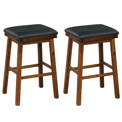 76CM Upholstered Bar Stool Set of 2 Backless Counter Height Stools Dining Chairs