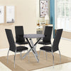 Chrome Cross X Legs Round Black Top Glass Dining Table Office Kitchen Furniture