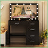 Vanity Makeup Dressing Table Desk W/ LED Light Mirror Drawer-Sliver Handle Black