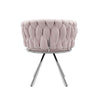 Modern Rotatable Velvet Swivel Dining Chair with Metal Legs Kitchen Chair Pink