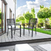 Garden Chair Set of 4 Black Stackable Waterproof Outdoor Dining Chairs Furniture