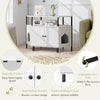 Corner Cat Litter Box Enclosure Cat House Cabinet Hidden Kitten Washroom-White