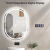 LED Bathroom Mirror Illuminated Demister 3 Color Touch Switch Wall Mounted Oval