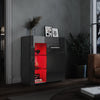High Gloss Sideboard Cabinet Living Room Black Storage Cupboard with LED Lights