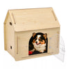 Large Wood Dog Kennel House Cage Crate In/Outdoor Shelter Pet Hutches Iron Door