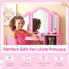 Kids 2-in-1 Princess Makeup Vanity Set with Removable Tri-Folding Mirror