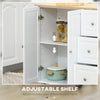Rolling Kitchen Island with Drop Leaf, 3 Drawers and Spice Rack, White
