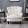 Upholstered Linen Armchair Stud Button Back Fireside Chair Lounge Sofa Wood Legs