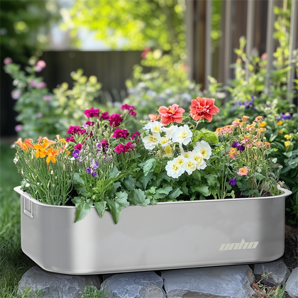 3x Heavy Planter Boxes Stainless Steel Flower Raised Bed for Garden Patio