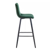 Set of 2 Velvet Chairs High Back Bar Stools Footrest Backrest Metal Legs Pub