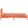 ShCuShan Bed Frame with Headboard Wax Brown 140x200 Solid Wood M7L9