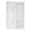 Bedroom 2 Sliding Door Wardrobe Matt White Storage Cupboard with 2 Hanging Rails