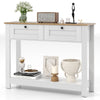 Console Table 106 CM Long Entryway Table with Storage Shelf-White