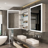 Large Illuminated LED Bathroom Mirror Cabinet Demister Sleek Aluminum Frame Unit