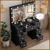 Large LED Light Mirror Dressing Table Set with 7 Drawers Vanity Make up Desk