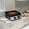 Kitchen Gas Plancha Grill with 2 Burner 4.6kw Portable Tabletop Gas BBQ Griddle