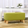 Linen Padded Footrest Rectangle Low Stool Solid Wood Legs Pouffe Seat Ottoman UK