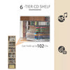 6 Tier Wooden CD DVD Video Game Book Shelf Storage Rack Organizer Fits 102 CDs