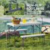 3 Piece Folding Picnic Table and Bench Set with Handle, Light Grey