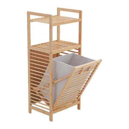 Large 95x40x30cm Plain Unpainted Wooden Storage Box Bin w/2 Tiers Shelf and Bag