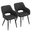 2 Pcs Brown GreyDining Chairs Faux Leather Diamond Cushion Seat With Hole
