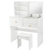 Dressing Table with Mirror and Chair Vanity Table with 3 Drawers and Shelves Ljn