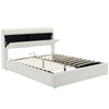 Ottoman Lift Up 4ft6 Upholstered Double Bed Frame With Storage Headboard Cream