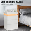 RGB LED Bedside Table Cabinet 3 Drawers Nightstand Bedroom Furniture Storage UK