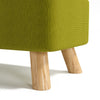 Linen Padded Footrest Rectangle Low Stool Solid Wood Legs Pouffe Seat Ottoman UK