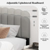 Linen Upholstered Platform Bed with Adjustable Scalloped Tufted Headboard-Grey
