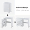 Folding Sewing Table, 2-in-1 Rolling Craft Table with Storage Shelves
