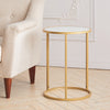 Slim Sofa Bed Snack Side End Small Couch Table Golden Legs Marble Effect Top