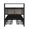 Single Bed Frame with LED Lights, 4 Drawers, Charging Station Metal Platform Bed