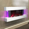Electric Wall Mounted Fire Large LED Fireplace White Suite Modern Heater 7 Flame