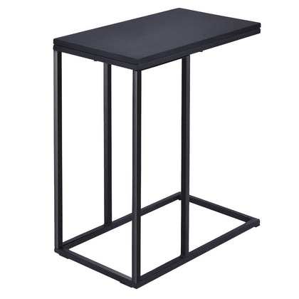 59CM Industrial Narrow End Side Table Modern Metal C-Shaped Side Table Black
