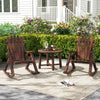 Outdoor Adirondack Rocking Chair for Adults with Slatted Seat-Brown