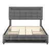 Double Bed Upholstered Storage Bed Frame With LED Light, 4 Drawers and Headboard