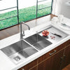 Large 1.5 Bowl Square Inset Stainless Steel Kitchen Sink with Right Hand Drainer
