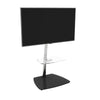 Column TV Mount Stand - Black & Chrome - up to 55" Universal VESA, Glass Shelves