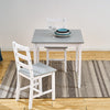 Modern 2 Seater Grey&White Solid Wood Dining Table and 2 Chairs Set Furniture