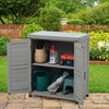 Grey Wooden Garden Storage Cabinet Weather-Resistant Magnetic Closure 2 Shelves