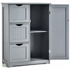 Bathroom Floor Cabinet Storage Cupboard Organizer W/Adjustable Shelf & 3 Drawers