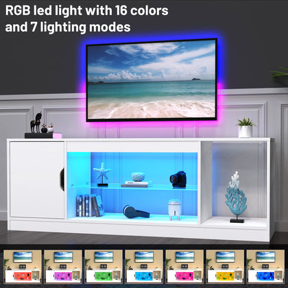 150cm High Gloss Floating TV Stand Unit Living Room LED Cabinet Storage Door Bqf