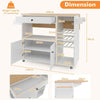 Drop Leaf Kitchen Island Cart Storage Cart on Wheels-Black-White
