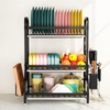 3 Tier Dish Drainer Plate Rack With Drip Draining Plate Bowl Tray Sink Drying UK