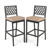 2 PCS Pub Bar Chairs Barstools Metal Frame Garden Patio Dining Chairs w/Cushions